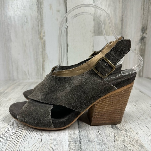 Vaneli Women’s Dark Olive Green Suede Sandals Side Buckle Stacked Block Heel #38 - Picture 1 of 11